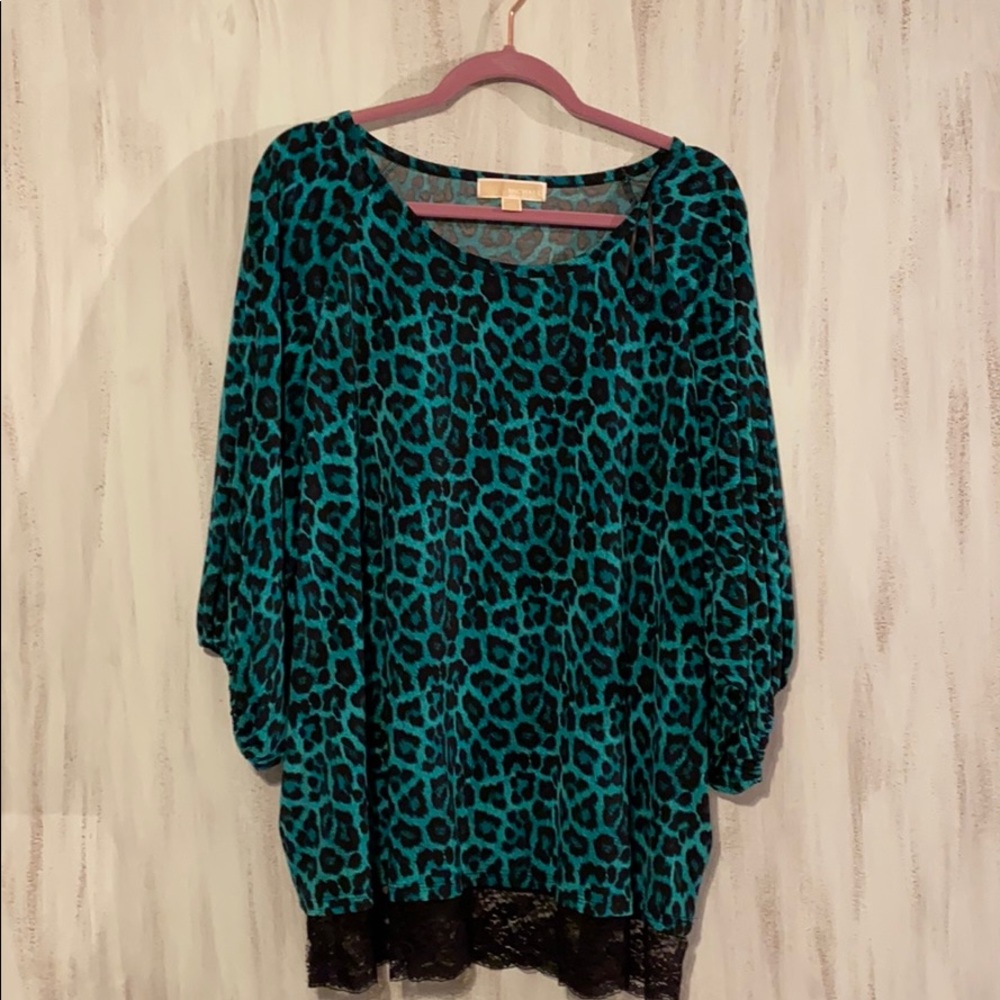 Dark Turquoise Leopard Blouse